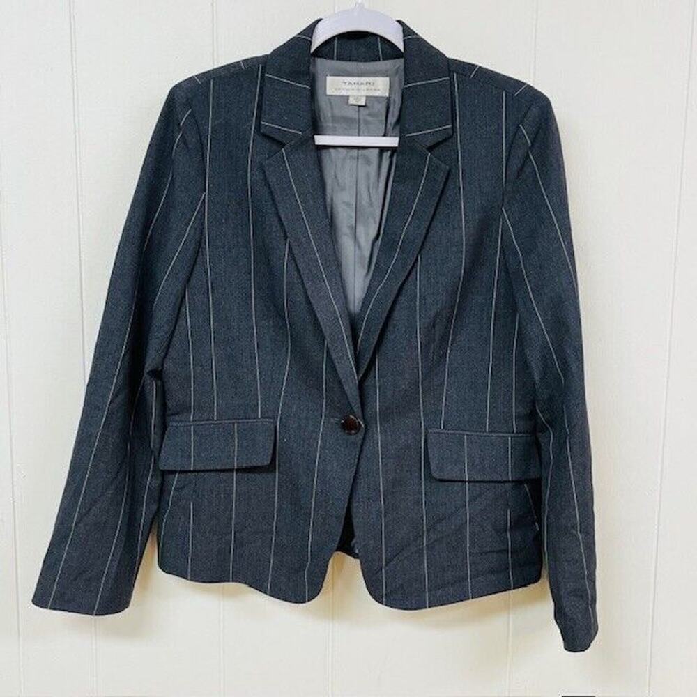 Tahari Arthur S Levine Blazer Jacket Womens Size 10 Single Button Gray